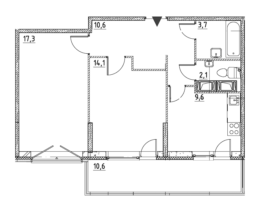 2-комнатная квартира 61.3 м², 7/12 эт., ЖК «Квартал Che»